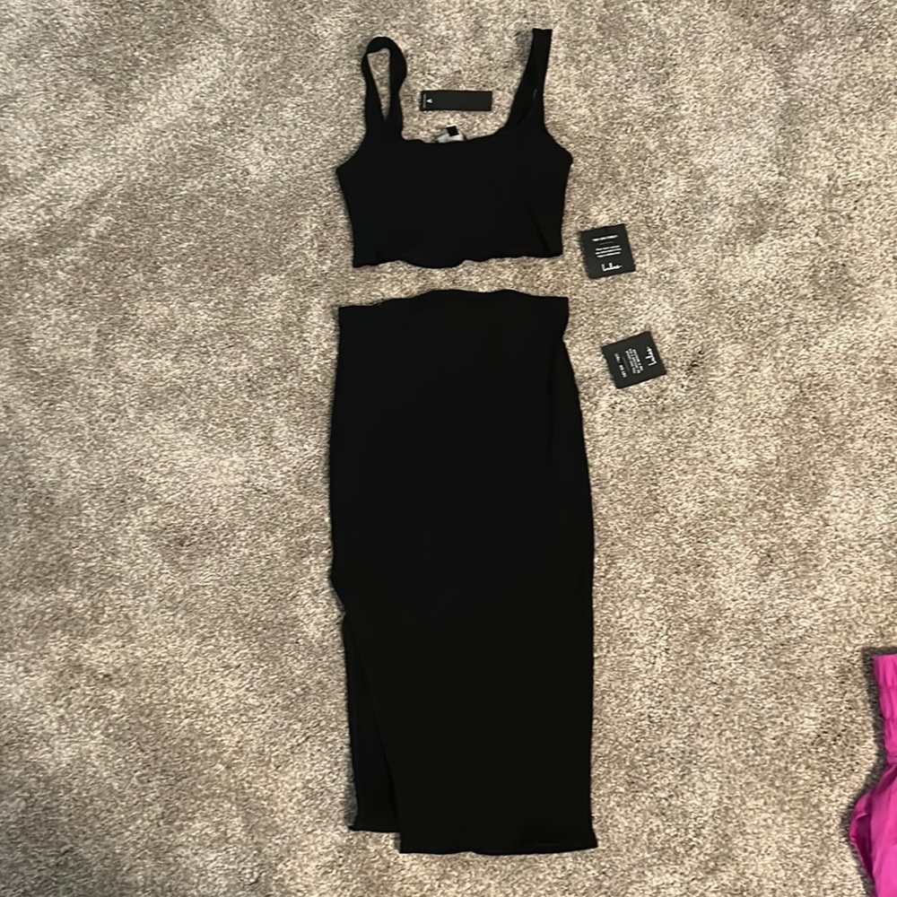 Brand New!!!! Lulu’s two piece black ribbed set